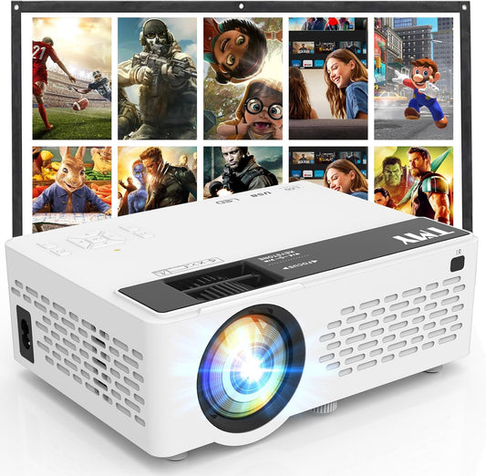TMY Mini Projector, Upgraded Bluetooth Projector with Screen, 1080P Full HD Portable Projector