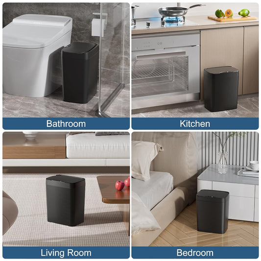 Bathroom Trash Can with Lid, Automatic Trash Can Small Smart Garbage Can Touchless,
