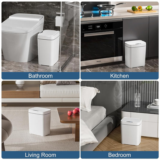 Bathroom Trash Can with Lid, Automatic Trash Can Small Smart Garbage Can Touchless,